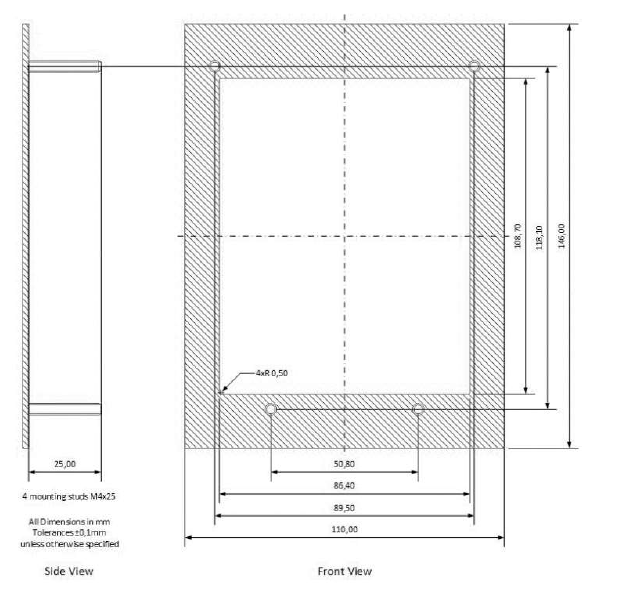 Mounting frame used when machine has no studs